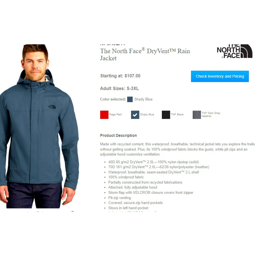 NF0A3LH4
The North Face® DryVent™ Rain Jacket Shady Blue